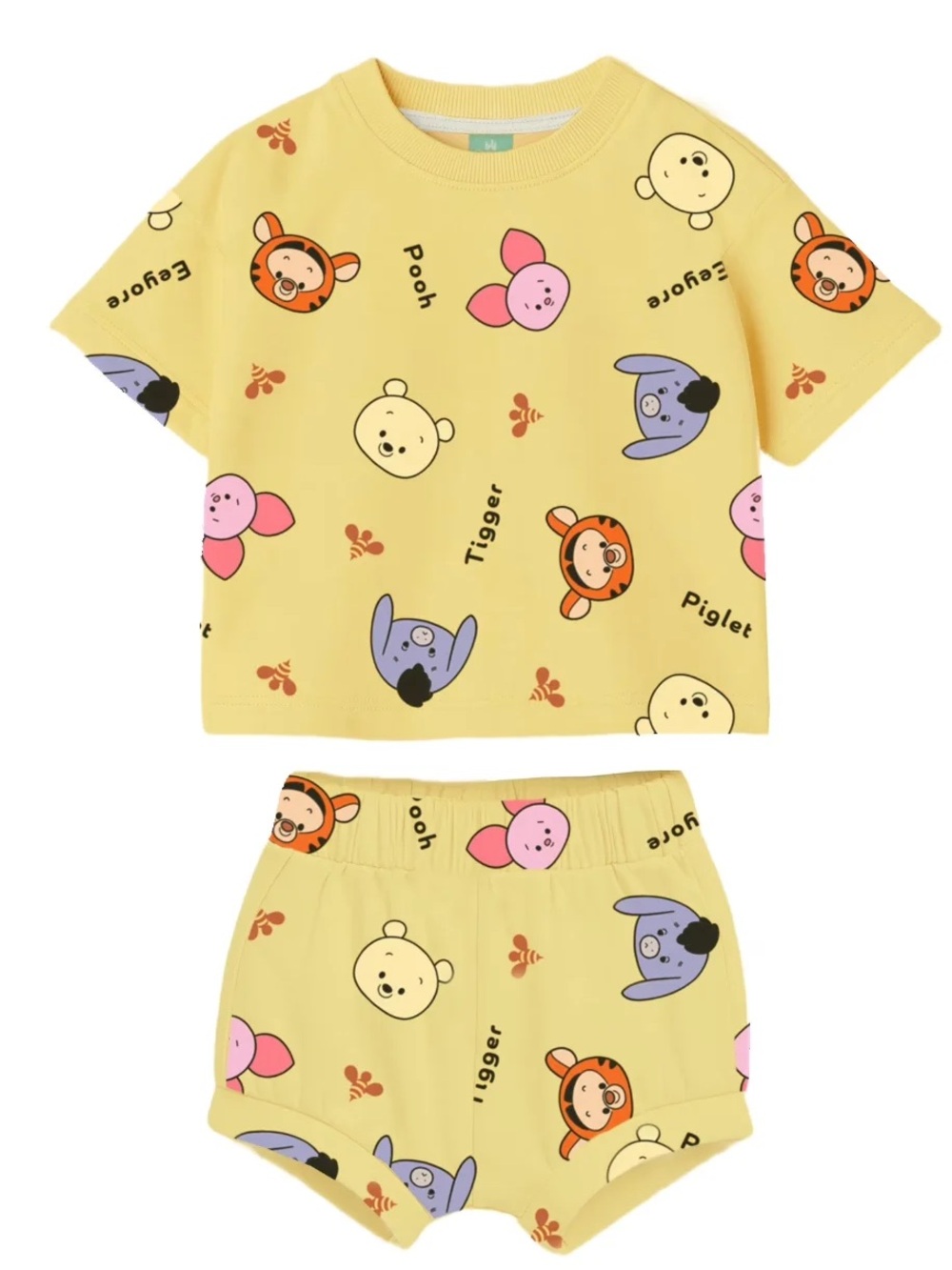 Disney Yellow Winnie the Pooh Baby Boy 2 Piece French Terry Short Set - Picture 2 of 11